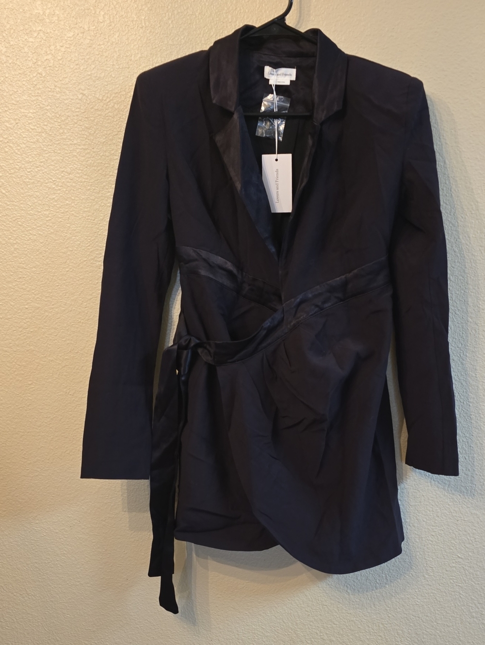 Lovers + Friends Navy Wrap Blazer with Tie Waist